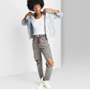 Wild Fable Highest Rise Distressed Mom Jean in grey. Size 00